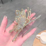 Butterfly Rhinestone Hair Pin Retro Large Back Head Grab Clip