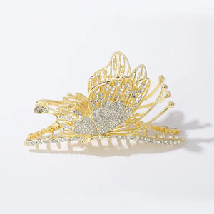 Butterfly Rhinestone Hair Pin Retro Large Back Head Grab Clip