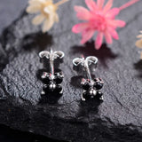 925 Silver Flower CZ Stud Earrings for Women