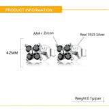 925 Silver Flower CZ Stud Earrings for Women