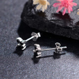 925 Silver Flower CZ Stud Earrings for Women