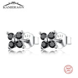 925 Silver Flower CZ Stud Earrings for Women