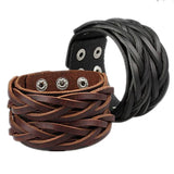 Coffee Leather Wrist Cuff Bracelet for Men
