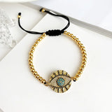 Copper Inlay Zircon Eye Bracelets Vintage Wedding Rainbow jewelry