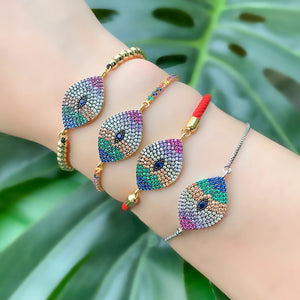 Copper Inlay Zircon Eye Bracelets Vintage Wedding Rainbow jewelry