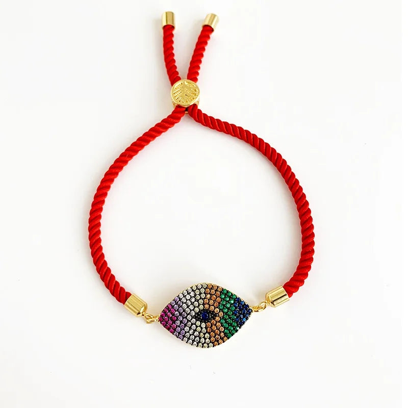 Copper Inlay Zircon Eye Bracelets Vintage Wedding Rainbow jewelry