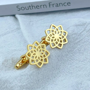 Flower Stainless Steel Cufflink for Men Women