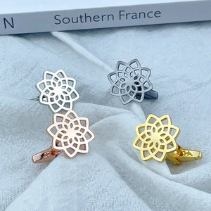 Flower Stainless Steel Cufflink for Men Women