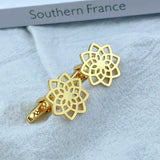 Flower Stainless Steel Cufflink for Men Women