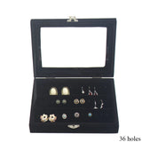 Black/Gray Velvet Earrings Jewelry Boxes Storage Organizer