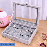 Black/Gray Velvet Earrings Jewelry Boxes Storage Organizer