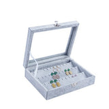 Black/Gray Velvet Earrings Jewelry Boxes Storage Organizer