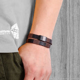 Leather Bracelet Stainless Steel Magnetic Bangle