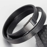 Leather Bracelet Stainless Steel Magnetic Bangle