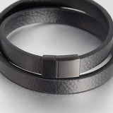 Leather Bracelet Stainless Steel Magnetic Bangle