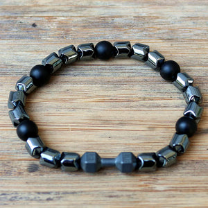 Hematite Stone Dumbbell Bracelet Fitness Jewelry