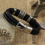 Titanium Leather Bracelet Stainless Steel Magnet Clasp