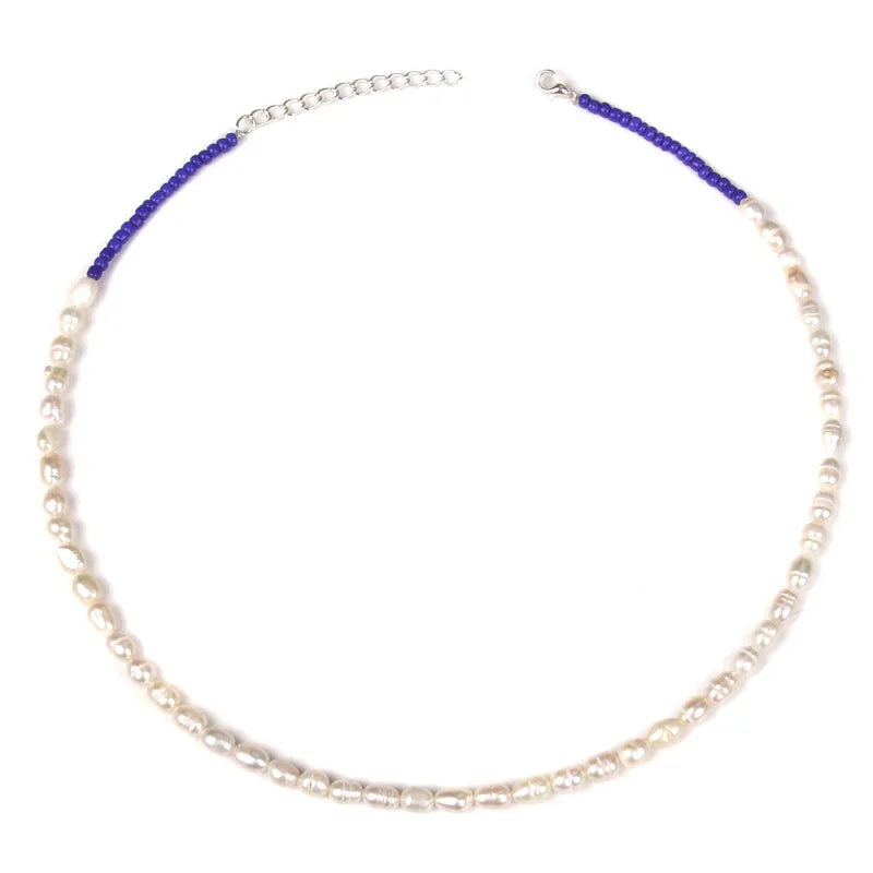 Small Pearl Necklace Freshwater Beaded Chocker Female Male Jewelry