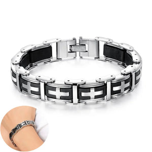 Men's Silicone Cross Magnetic Bracelet Stainless Steel Male Jewelry