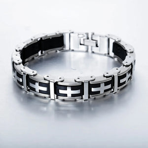 Men's Silicone Cross Magnetic Bracelet Stainless Steel Male Jewelry