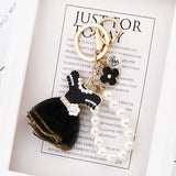 Pearl Key Chains for Women Bag Charm Pendant Dress Keyings