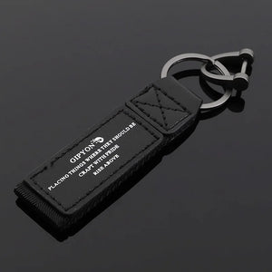 Soft Leather Keychain High Cowhide Splicing Nylon Keyring Pendant Business Men's