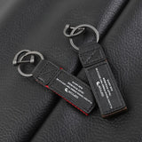 Soft Leather Keychain High Cowhide Splicing Nylon Keyring Pendant Business Men's