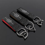 Soft Leather Keychain High Cowhide Splicing Nylon Keyring Pendant Business Men's