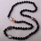 Crystal Paved Stone Beads Necklace Handmade