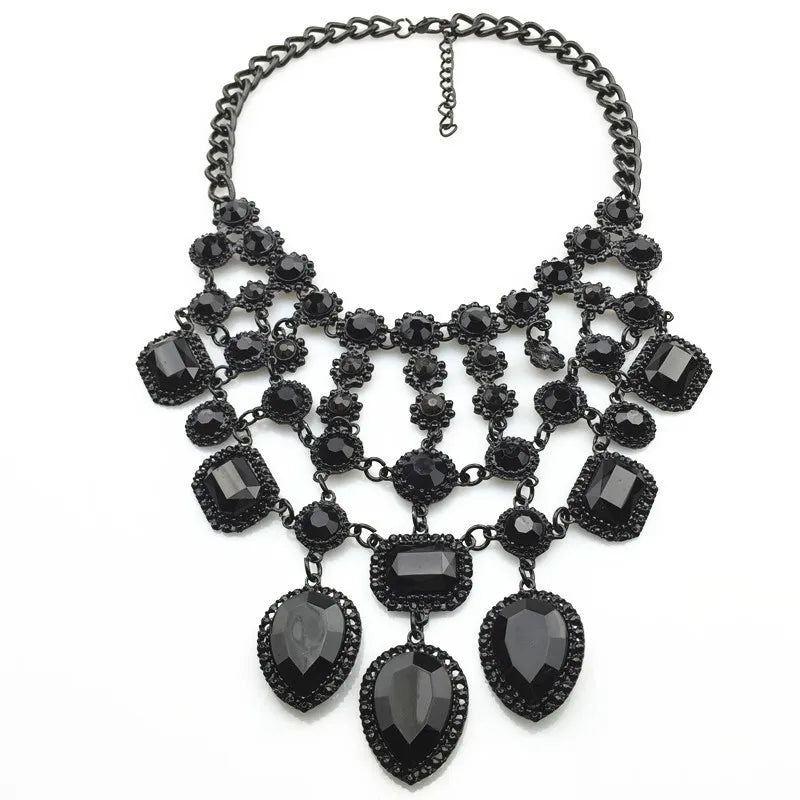 Stone Tassel Choker Necklace Indian Maxi Large Collar Bib Pendants