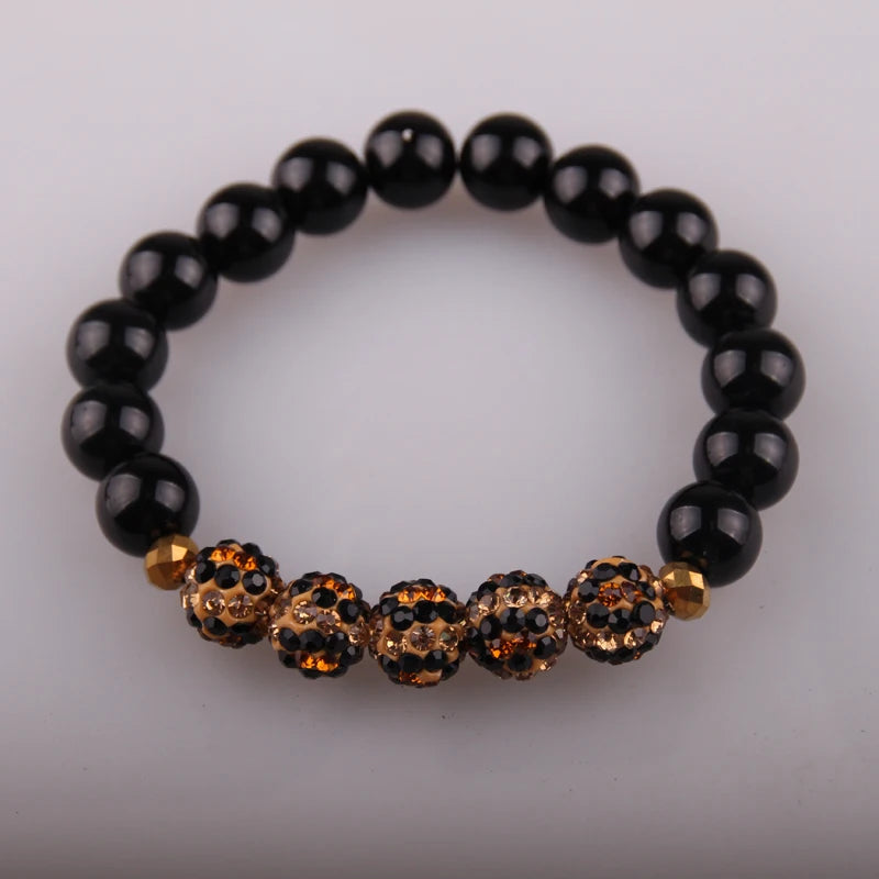 Stone Women Stretch Bracelet with Tiger Eye Pave Beads
