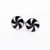 Stripe Tuxedo Cufflinks and Studs Set Round Cuff Buttons For Mens