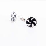 Stripe Tuxedo Cufflinks and Studs Set Round Cuff Buttons For Mens