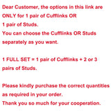 Stripe Tuxedo Cufflinks and Studs Set Round Cuff Buttons For Mens