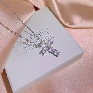 Zircon Stone Silver Plate Chain Necklace Women Pendant Long Jewelry Gift