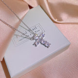 Zircon Stone Silver Plate Chain Necklace Women Pendant Long Jewelry Gift