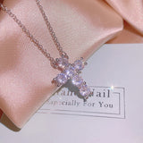 Zircon Stone Silver Plate Chain Necklace Women Pendant Long Jewelry Gift