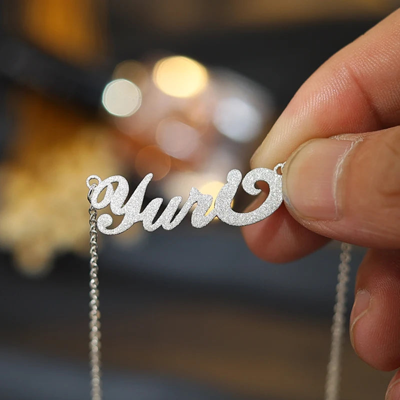Personalized Initial Letter Bling Name Necklace Stainless Steel Women Jewelry