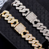 Prong Cuban Chain Bracelet Iced Out Hip Hop Bling Jewelry