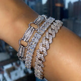 Prong Cuban Chain Bracelet Iced Out Hip Hop Bling Jewelry