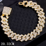 Prong Cuban Chain Bracelet Iced Out Hip Hop Bling Jewelry