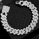 Prong Cuban Chain Bracelet Iced Out Hip Hop Bling Jewelry