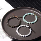 Amazonite Beads Bracelets Stretch Leather Charm Alabaster Stone