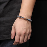 Amazonite Beads Bracelets Stretch Leather Charm Alabaster Stone