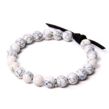 Amazonite Beads Bracelets Stretch Leather Charm Alabaster Stone