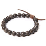 Amazonite Beads Bracelets Stretch Leather Charm Alabaster Stone