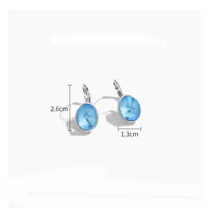 Austrian Crystals Round Circle Clip Earrings for Women Girls