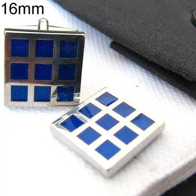 Square Check Style Enamel Cuff Links for Business French Shirt