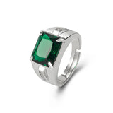 925 Silver Emerald Open Finger Ring for Wedding