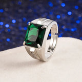 925 Silver Emerald Open Finger Ring for Wedding